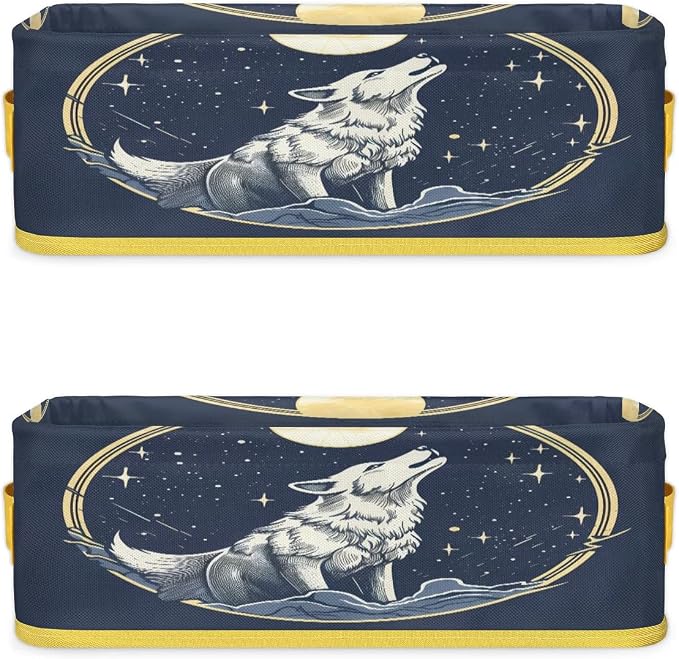 Wolf Stars Moon Bathroom Storage Basket, Foldable - Image 8