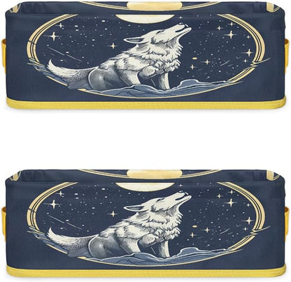 Wolf Stars Moon Bathroom Storage Basket, Foldable - Image 8