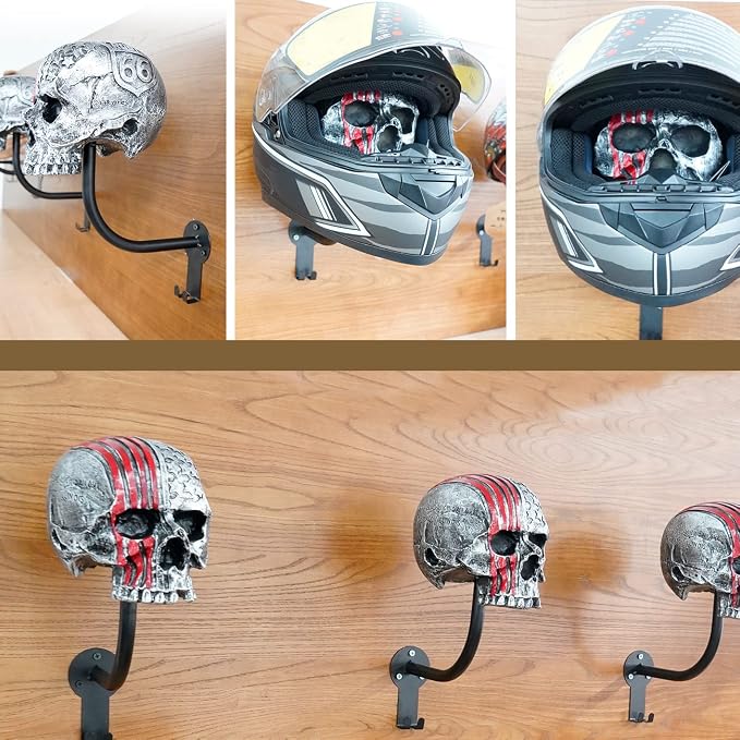 Motorcycle Helmet Rack Wall Mount, Baseballs and Rugby Helmet, Motorcycle - Image 6