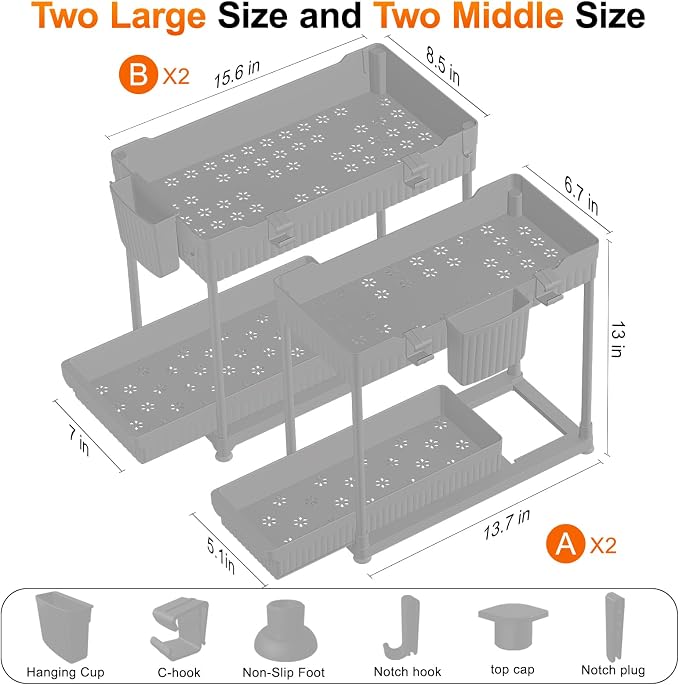 Sevenblue 4-Pack 2-Tier Under Sink Organizer - Image 6