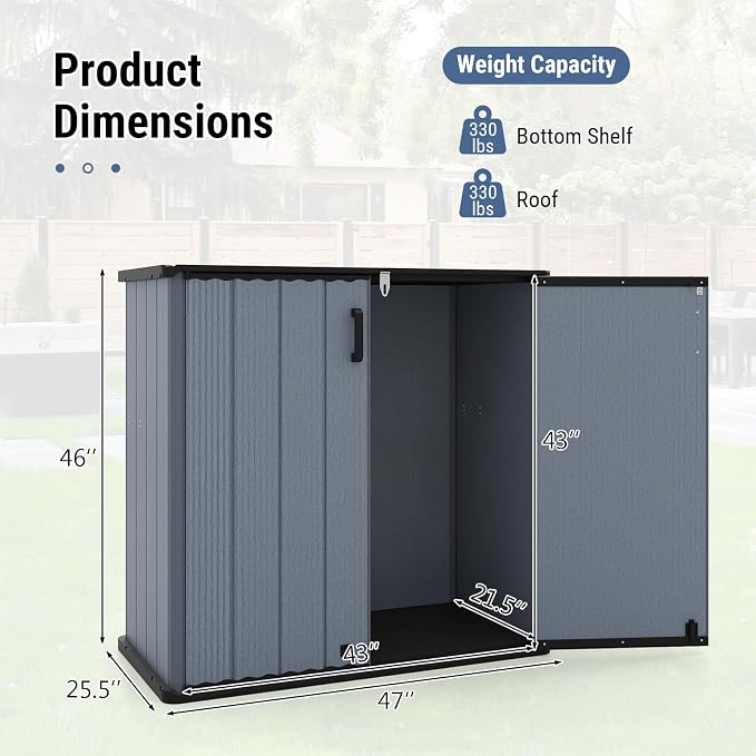 Tangkula 23.5 Cu.ft Outdoor Storage Shed - Image 4