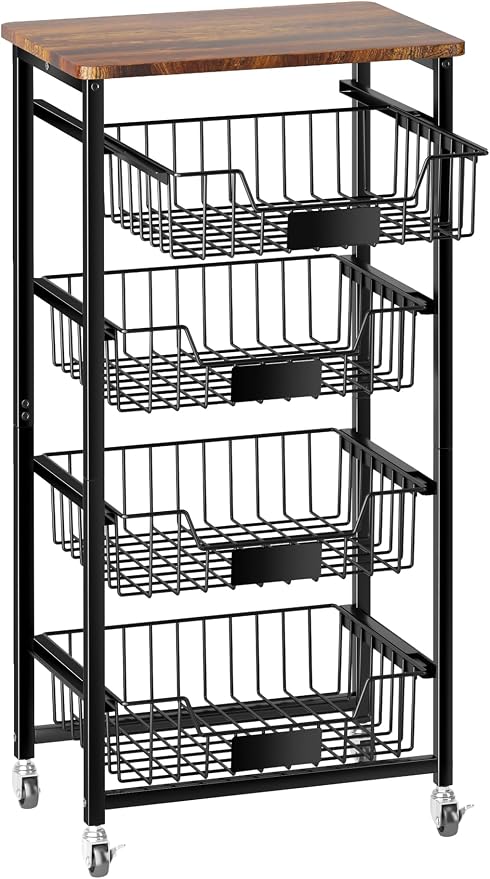 Fruit Basket, 5-Tier Utility Kitchen Organizer and Storage Cart by OKZEST
