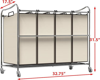 Simple Houseware 4-Bag Heavy Duty Rolling Laundry Sorter Cart - Image 5