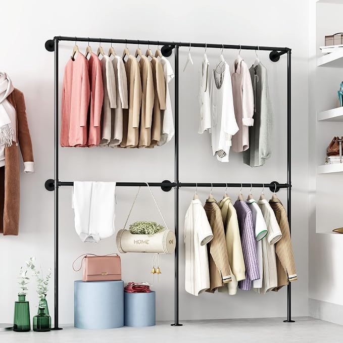 Industrial Pipe Clothing Rack Wall Mounted Garment Rack, Laundry Room - Image 5