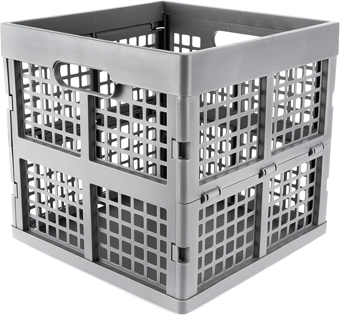 3-Pack Collapsible Plastic Storage Crates, Foldable Crates - Image 2
