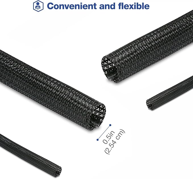 JOTO 10 Feet Cable Management Sleeve -Black | Cord Organizer System - Image 5