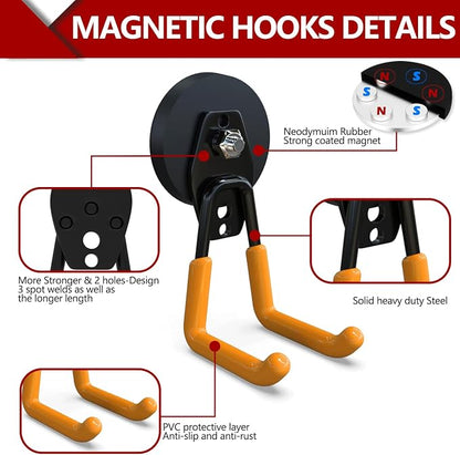 3-H Heavy Duty Magnet Garage Hooks 2 Pack, Large Strong Magnetic Hooks - Image 5