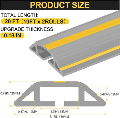 MYFAMIREA 20FT Floor Cord Cover Heavy Duty Cable Cover Protector 3 Channels - Image 2