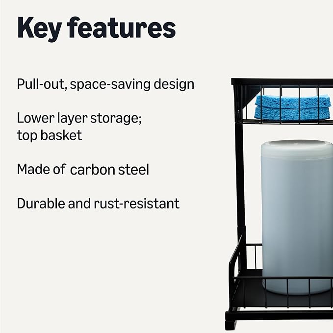 Amazon Basics L-Shape Under Sink Storage Pull Out Cabinet Organizer - Image 2