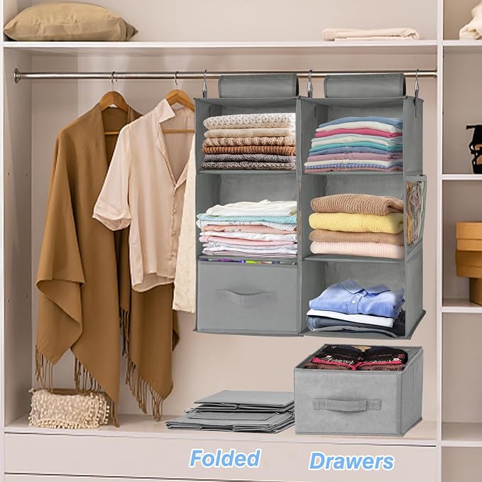 punemi 3-Shelf Hanging Closet Organizer, 2 Pack Closet Hanging Organizer - Image 2