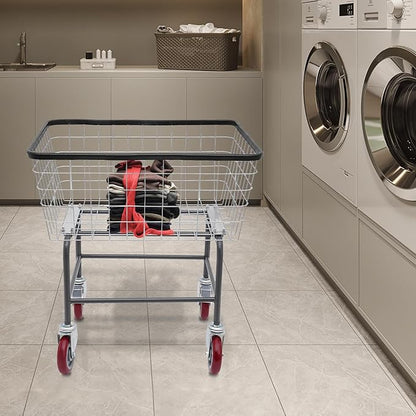 Laundry Cart, Steel Wire Laundry Cart, Laundry Basket - Image 2