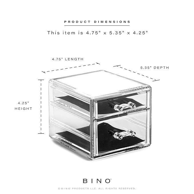 BINO THE MANHATTAN SERIES Acrylic Makeup Drawer Organizer- 2 Drawer Small | - Image 2