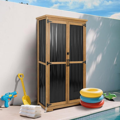 Outdoor Storage Cabinet with Shelves Outside Storage Shed Weather-Resistant - Image 6