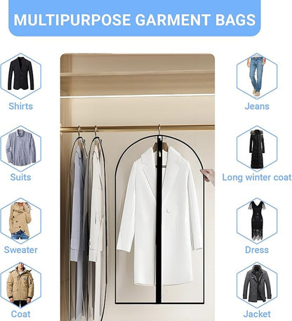 Garment Bags for Hanging Clothes 24'' x 60'' Coat Covers for Closet Foldable - Image 3