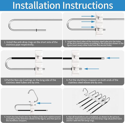 Upgrade Pant Hangers Space Saving, Non Slip Stainless Steel Multifunctional - Image 5