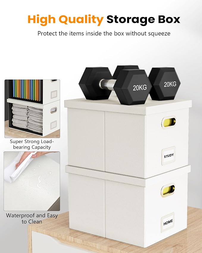 File Organizer Box with Lid, Portable Hanging File Box - Image 4