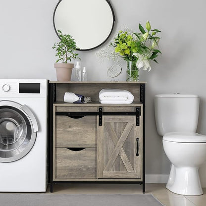 VINGLI Farmhouse Bathroom Floor Storage Cabinet, Rustic Freestanding Cabinet - Image 2