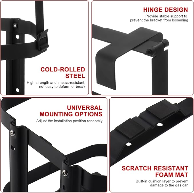 5 Gallon Gas Can Holder, Metal Steel Fuel Container Mount Bracket Compatible - Image 4