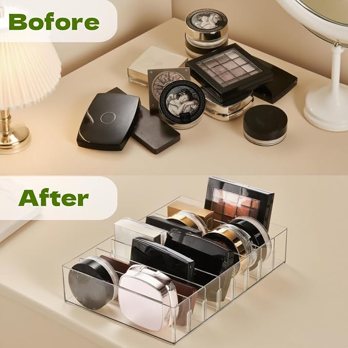 Covzoe 2 Pack Clear Cash Organizer Tray, 8 Adjustable Compartments Plastic Bill - Image 4