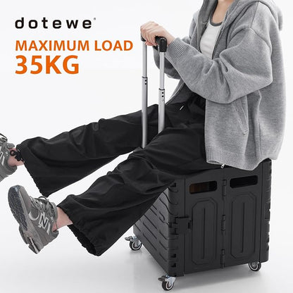 Folding Utility Cart Black Portable Rolling Crate Handcart Foldable Shopping - Image 2