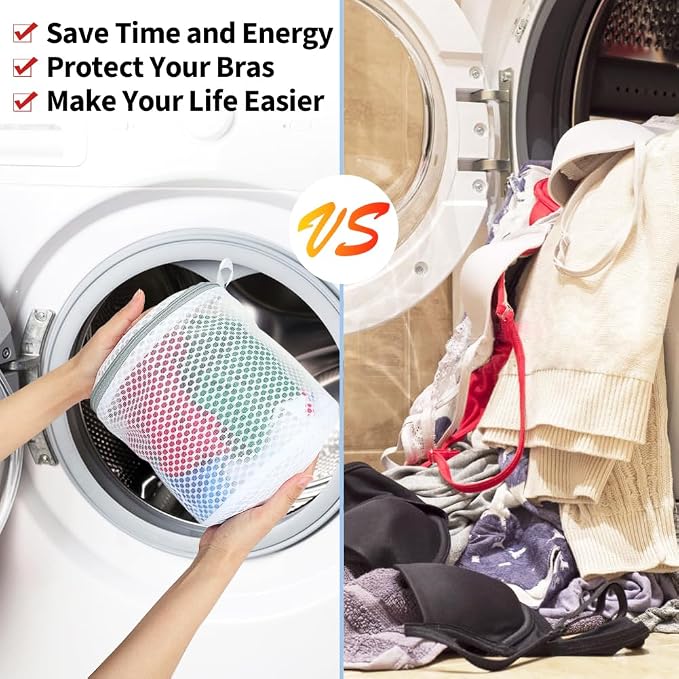 Vivifying Bra Bags for Laundry, 2 Pack Honeycomb Mesh Bra Washing Bags for - Image 5