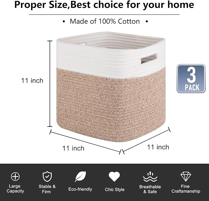 OIAHOMY Cube Storage Basket, 11-Inch Cube Basket - Image 3