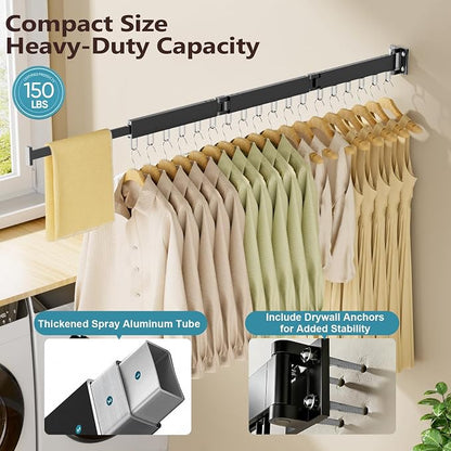 JAUREE Clothes Drying Rack Wall Mounted, Space-Saving Drying Rack Clothing - Image 3