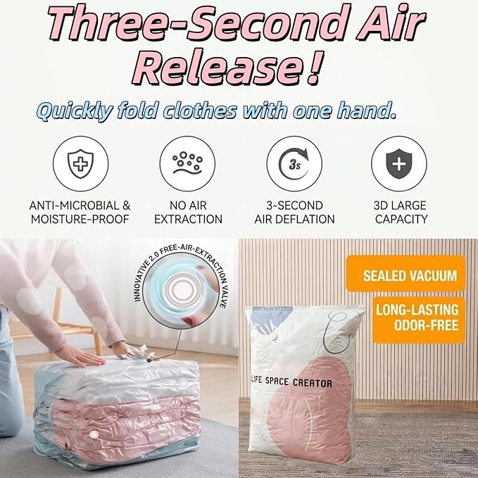3pcs No-Pump Vacuum Storage Bags, 2026 New Cube Compression Space Saver Bags - Image 7