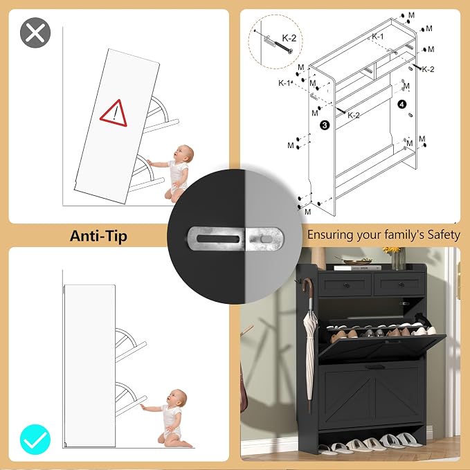 Thacuok Black Shoe Cabinet - Image 7