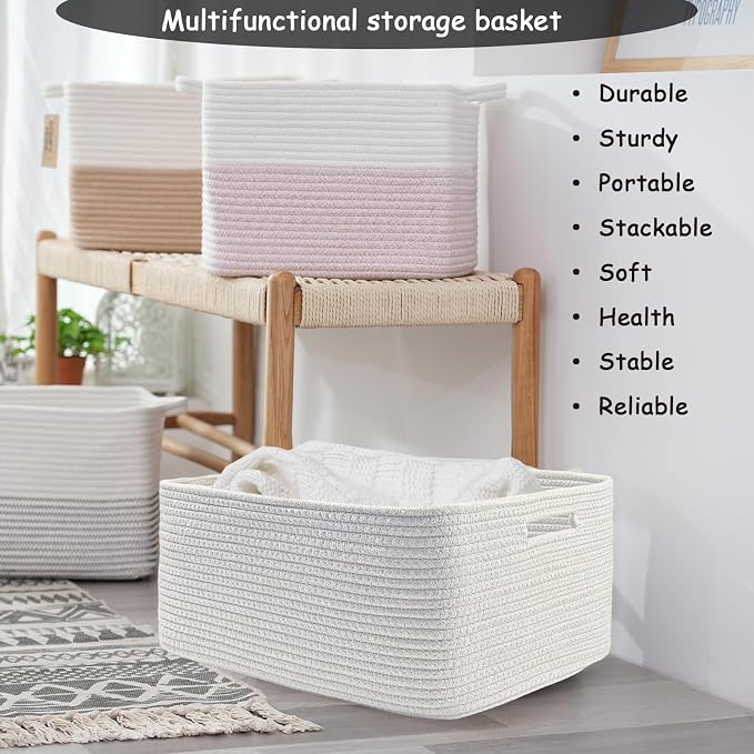 COMFY-HOMI Cotton Rope Woven Basket - Image 6