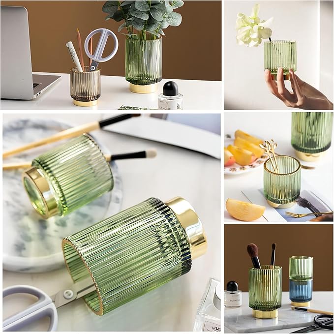 DASITON Makeup Brush holder Organizer, Crystal Cosmetic Makeup Brush Glass - Image 3