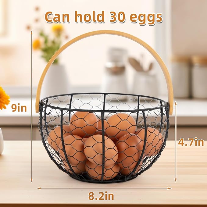 Farmhouse Wire Egg Basket for Gathering Fresh Eggs - Image 6