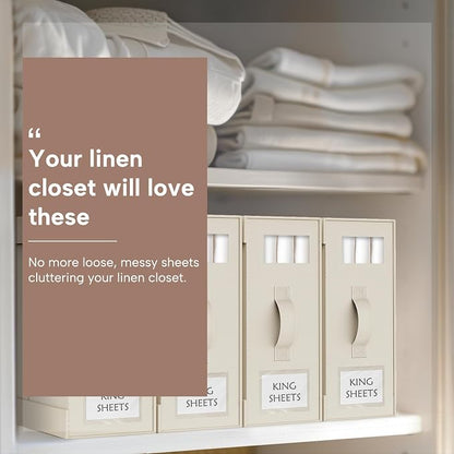 Criusia Bed Sheet Organizers and Storage, 6 Pack Foldable Linen Closet - Image 3