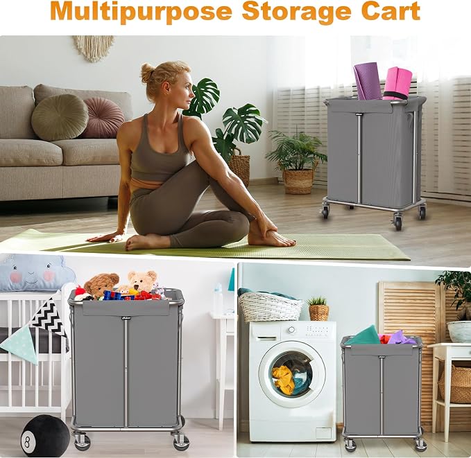Hodonas Laundry Basket with Wheels, Rolling Laundry Hamper, 46 Gallons - Image 7