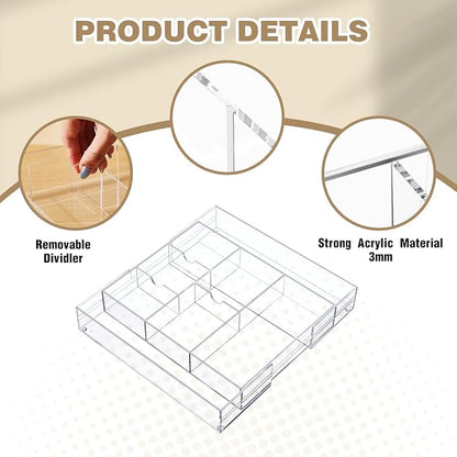 2 Pcs Acrylic Desk Drawer Organizer Maximum 12 x 18 x 2.1 Inch Expandable - Image 3