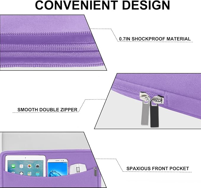 14 inch Laptop Sleeve, Shockproof Protective Laptop Cover Briefcase Carrying - Image 3