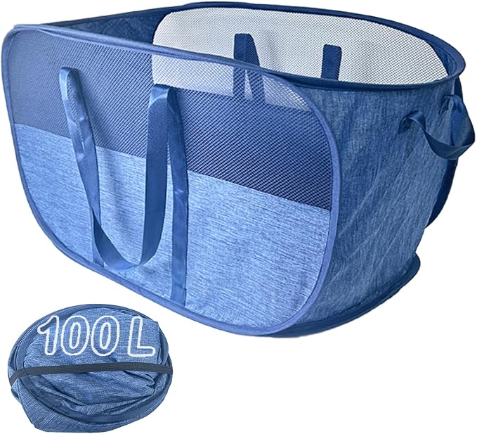 Extra Large Mesh Pop Up Laundry Hamper, 100L Collapsible Laundry Basket by NairSnow
