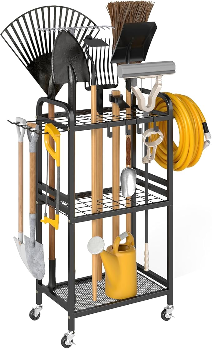 Hadulcet Garden Tool Organizer, Metal Garage Organization and Storage by Hadulcet
