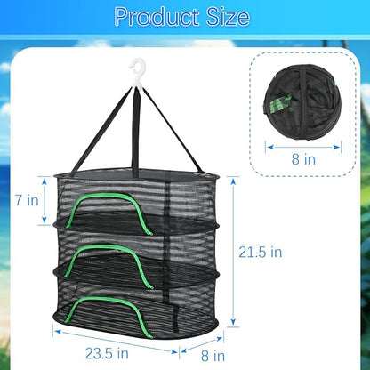 Hanging Drying Rack, Foldable Mesh Drying Net 3 Layers Hanging Dry Basket - Image 2