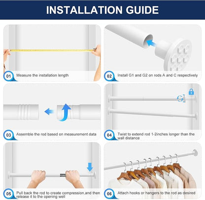 No Drilling Closet Rod, 27.5-82 Inches Hanging Closet Rod - Image 8