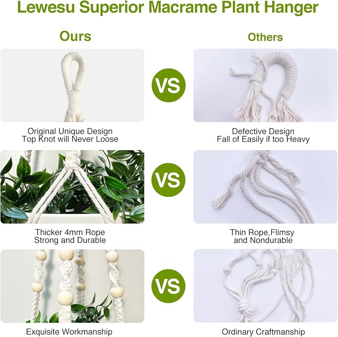 LEWESU Macrame Plant Hanger Indoor Set of 2 - Image 6