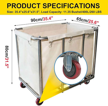 Laundry Cart Commercial, 11.35 Bushel Large Industrial Rolling Laundry Hamper - Image 2