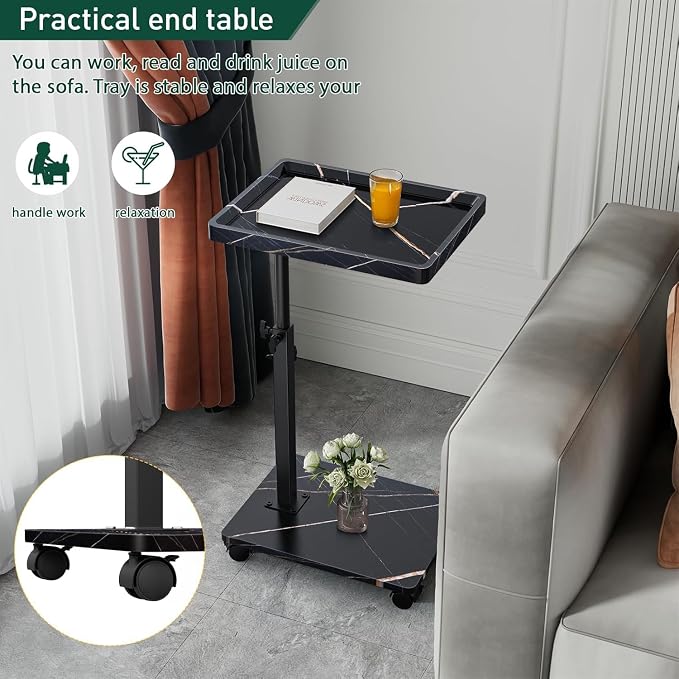 C Table End Table Adjustable Height, 360°Swivel TV Tray Table - Image 4
