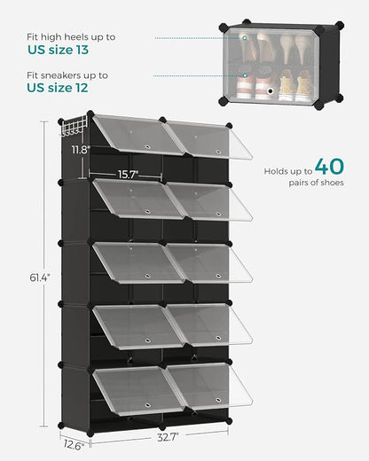 SONGMICS Shoe Rack Organizer, 10-Tier Shoe Storage Cabinet - Image 3