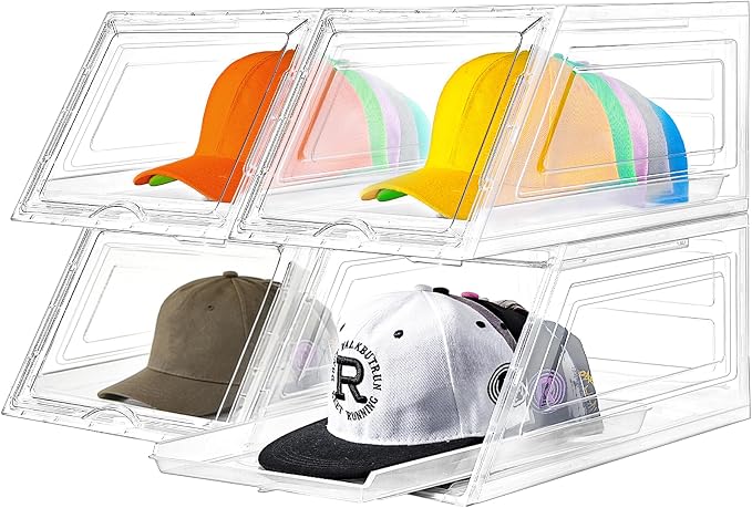 4 Pack Hat Organizer for Baseball Caps, Large Clear Cap Organizer by Euct