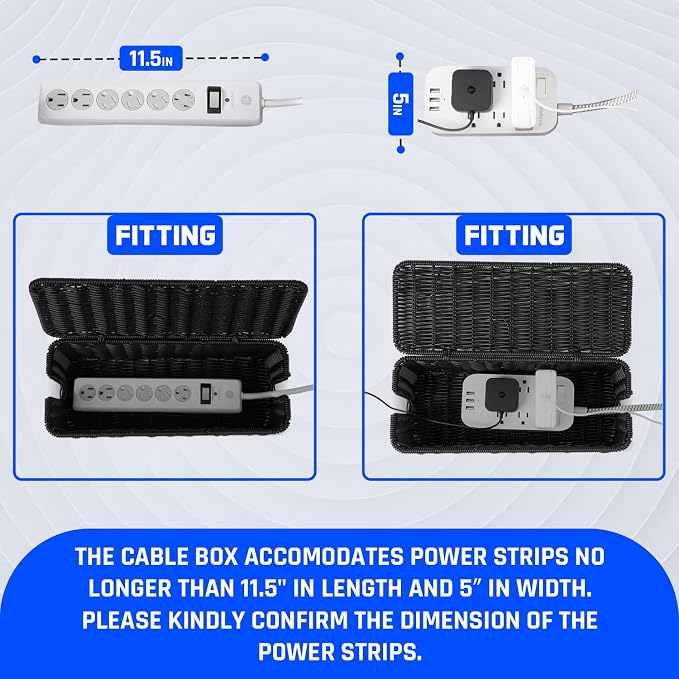 Cable Management Box, Handmade Rattan Cable Organizer, 2 Open Slots Cords Hider - Image 3