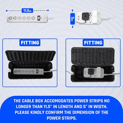 Cable Management Box, Handmade Rattan Cable Organizer, 2 Open Slots Cords Hider - Image 3