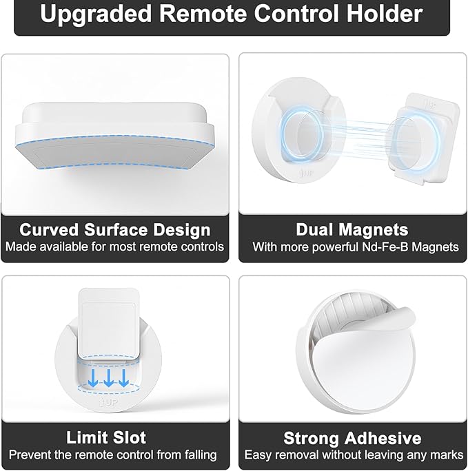 YYILIS Magnetic Remote Control Holder Wall Mount, 4 Pack Upgrade Remote Control - Image 3