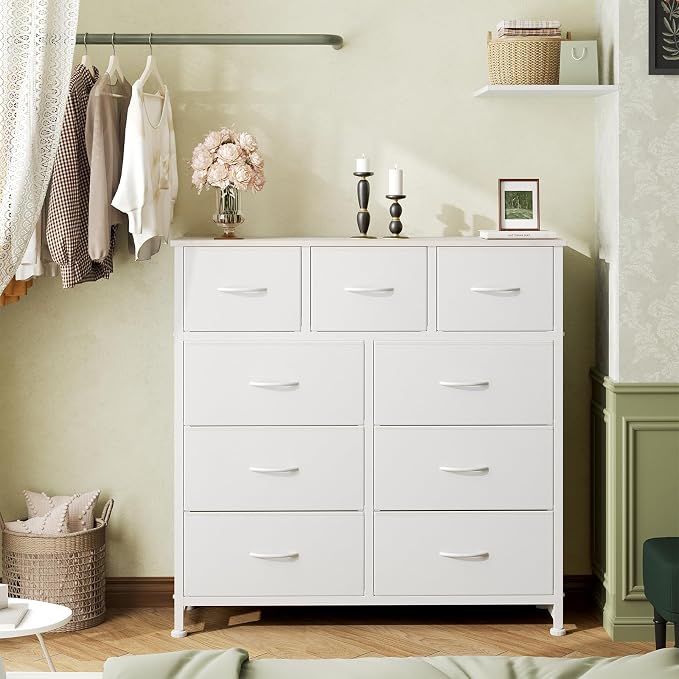 DUMOS 9 Drawer Dresser for Bedroom, Storage Organizer Chest of Drawers | Fabric - Image 7
