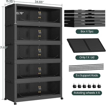300Gal/1200QT 5-Tiers Extra Large Stackable Storage Bins - Image 2
